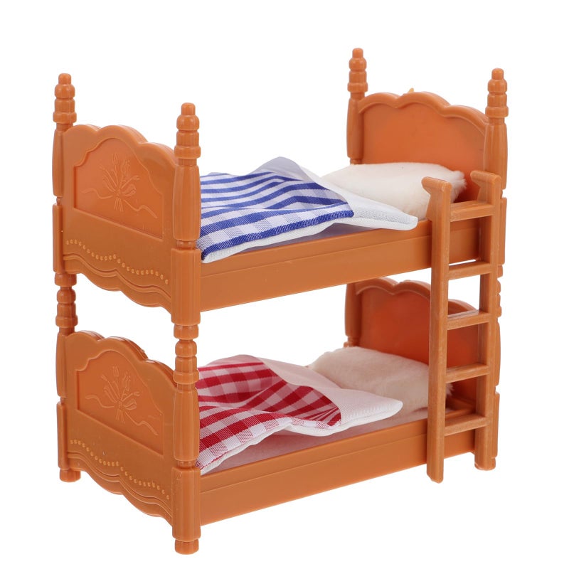 Veemoon Doll House Furniture Dollhouse Decoration Accessories Dollhouse mini Double beds Dollhouse Miniature Furniture Miniatures Bunk Bed - Image 1